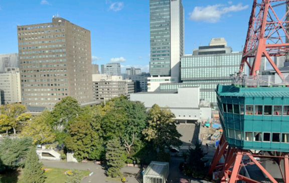 公園とテレビ塔の景色